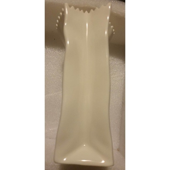 Avon Ceramic White Paper Bag Vase Container Lipstick Logo 100 Year Celebration - Picture 2 of 7